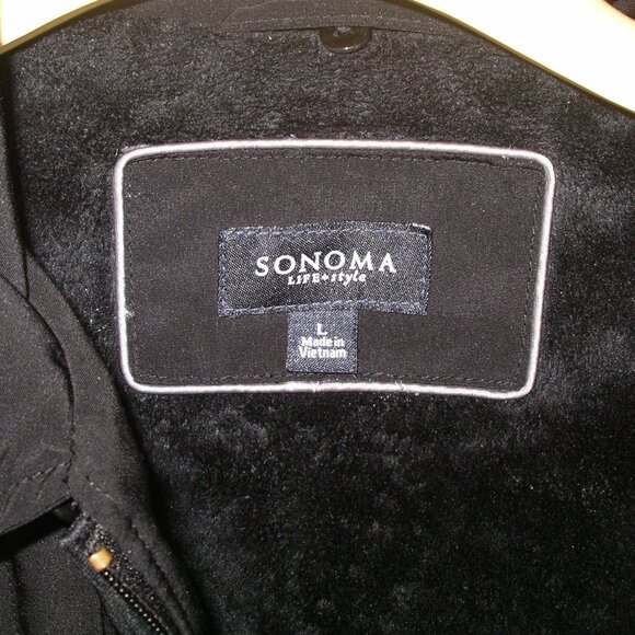 Sonoma woman's semi-fitted black quilted jacket with zippered sleeves size L - Picture 9 of 11